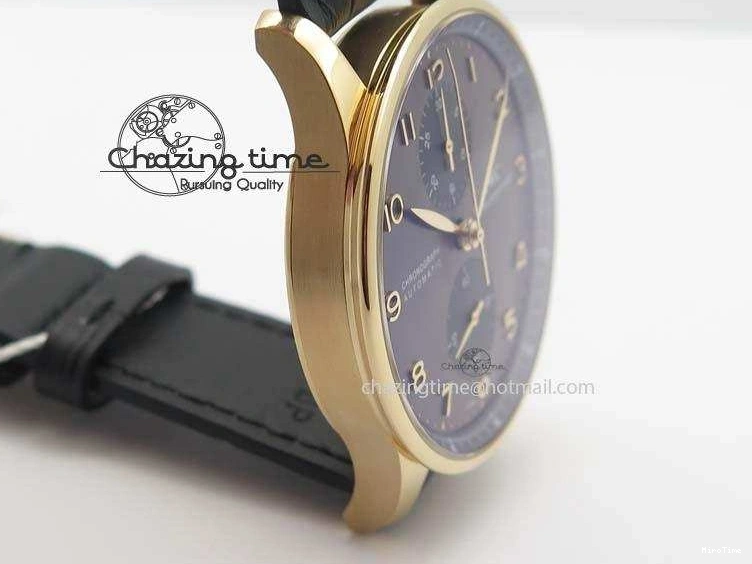 MIROTIME 0325 Classic Portuguese IW371482 ZF 1:1 Best Edition RG Gray Dial Gold Markers On Black Leather Strap A 7265